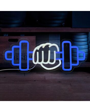 Gym Hand Holding Dumbbell Style 3 Neon Sign