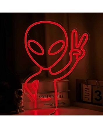 Alien Peace Sign Neon Sign
