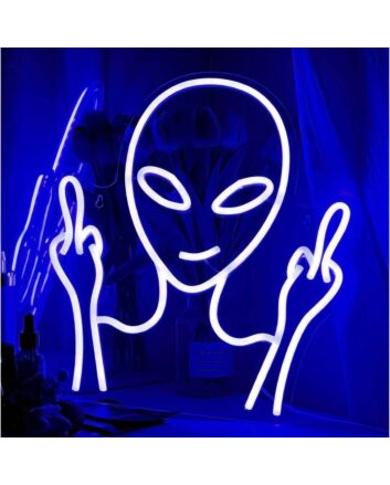 Alien Taunting Gesture Neon Sign
