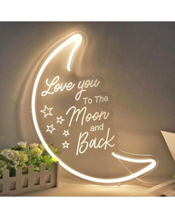 Love You to the Moon and Back Wedding Neon Sign