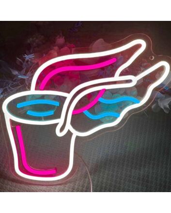 Winged Coffee Cup Neon Sign