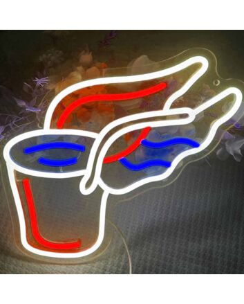 Winged Coffee Cup Neon Sign