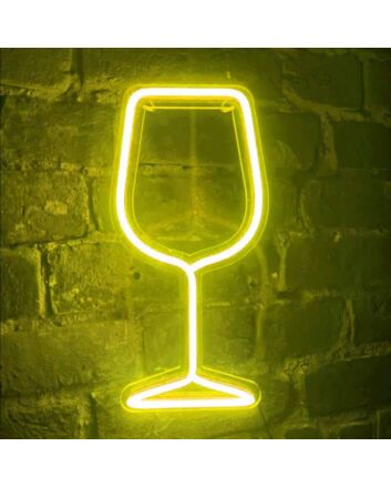 Minimalist Wine Glass Bar Neon Sign