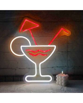 Simple Cocktail Glass Bar Neon Sign
