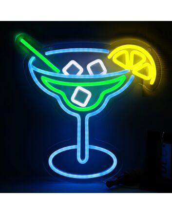 Lemon Cocktail Glass Bar Neon Sign