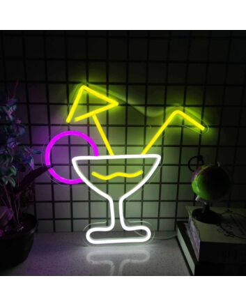 Elegant Cocktail Glass Bar Neon Sign