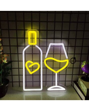Vodka Bottle and Glass Combo Bar Neon Sign