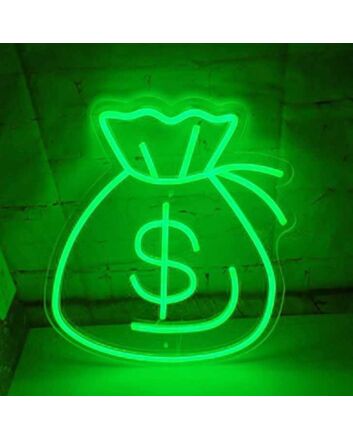 Vibrant Money Bag Neon Sign