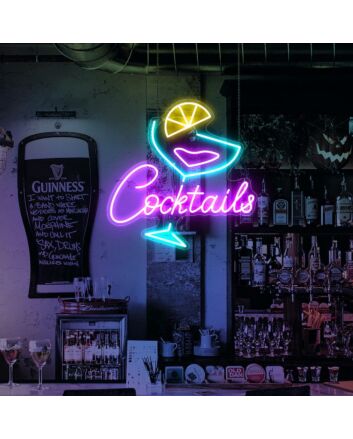 Vibrant Cocktails Bar Neon Sign for Home Bars and Trendy Restaurants