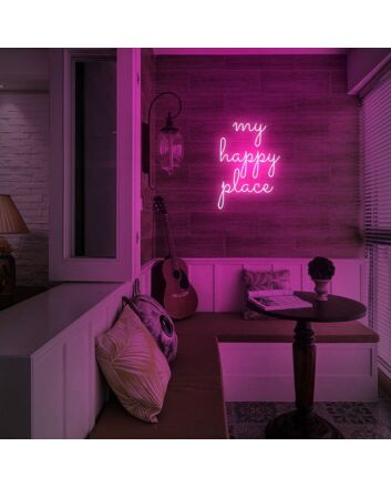 Cozy My Happy Place Neon Sign for Personal Retreats and Reading Nooks