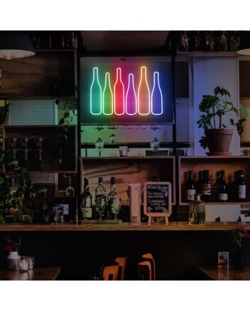 Wine Bottles Neon Sign for Bars and Wine Cellars