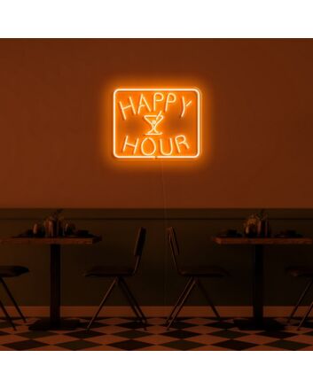 Happy Hour Neon Sign for Bars and Social Spaces