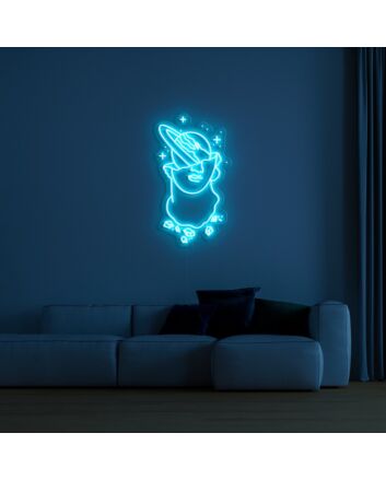 Saturn Statue Neon Sign for Space and Astronomy Lovers