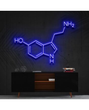 Serotonin Molecule Neon Sign for Science and Chemistry Lovers