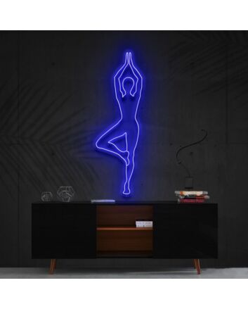 Yoga Tree Pose Neon Sign for Yoga and Relaxation Spaces
