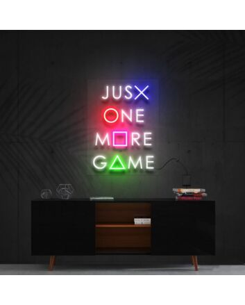 Just One More Game Neon Sign for Gamers and Entertainment Spaces
