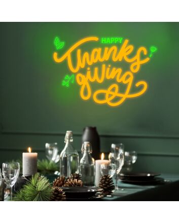 Happy Thanksgiving Neon Sign for Festive and Celebratory Spaces