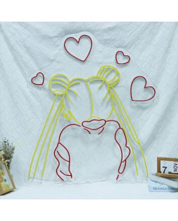 Sailor Moon Hearts Neon Sign for Anime Fans