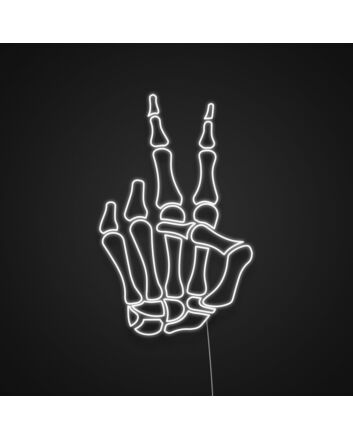 Skeleton Hand Peace Sign Neon Sign for Edgy and Unique Decor