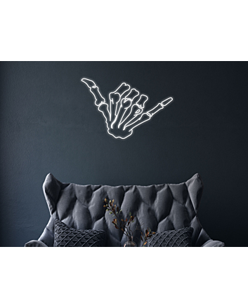 Hang Loose Skeleton Hand Neon Sign for Fun and Playful Spaces