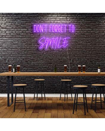 Don&#039;t Forget To Smile Neon Sign for Positive and Happy Spaces
