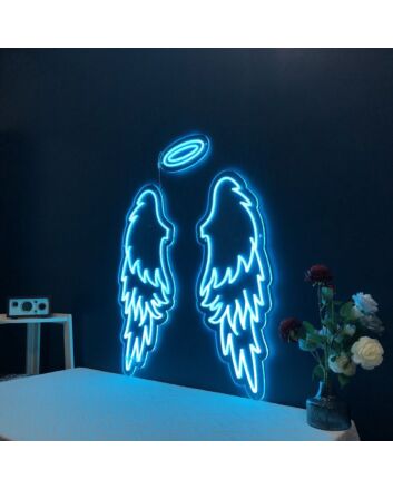 Angel With Halo And Wings Neon Sign for Spiritual and Peaceful Spaces