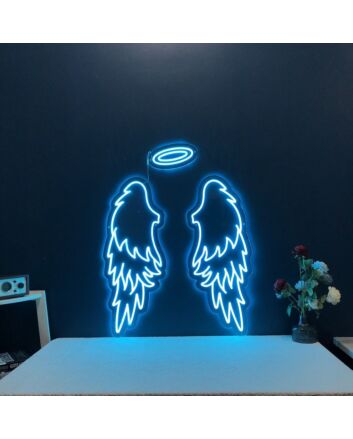 Angel With Halo And Wings Neon Sign for Spiritual and Peaceful Spaces