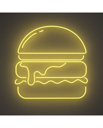 Gold Burger Neon Sign MNE11065 for Food Lovers and Dining Areas