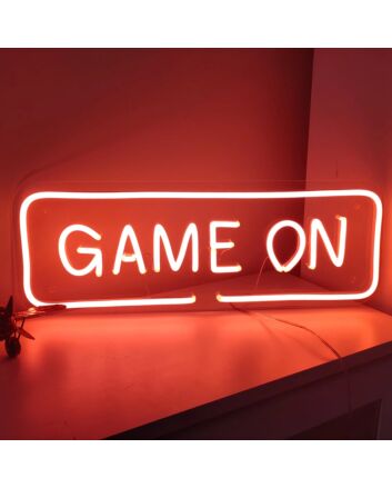 &#39;Play on&#39; neon sign