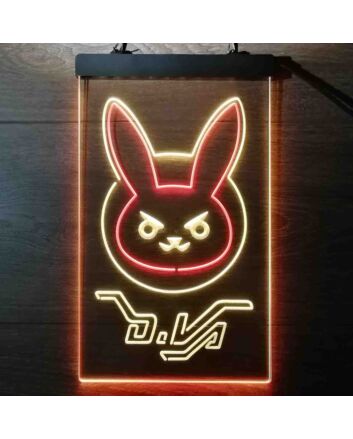Overwatch Dva Bunny Dual LED Neon Sign for Gaming Fans