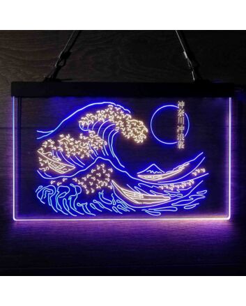 The Great Wave Off Kanagawa Japan Dual LED Neon Sign for Artistic and Cultural Spaces