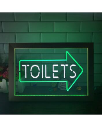 Toilets Arrow Dual LED Neon Sign for Functional and Fun Spaces