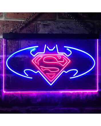 Batman vs Superman Hero Dual LED Neon Sign for Superhero Fans