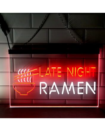Late Ramen Dual LED Neon Sign for Night Owls and Fun Spaces