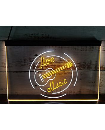 Live Music Guitar Band Dual LED Neon Sign for Music Lovers