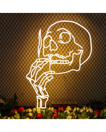 Smoking Skull Sign Neon Sign for Halloween and Edgy Themes