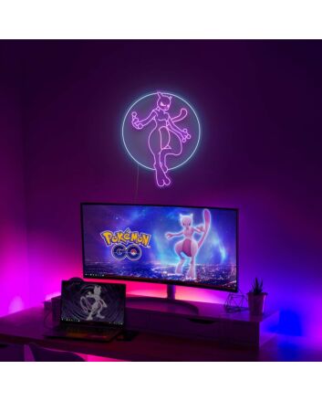 Flying Mewtwo Neon Sign for Anime Fans