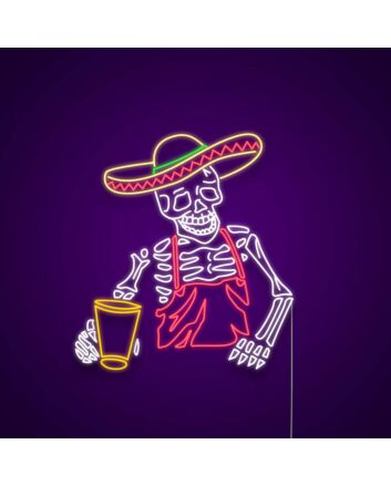 Skeleton Tequila Custom Neon Sign for Halloween and Party Spaces