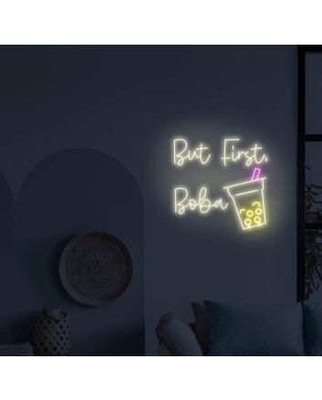 But First Boba Neon Sign for Tea Lovers
