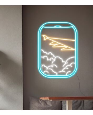 Plane Window View Neon Sign for Travel and Adventure Themes