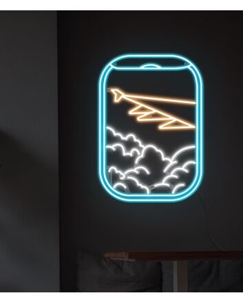 Plane Window View Neon Sign for Travel and Adventure Themes
