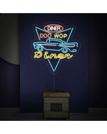 Car Diner Drive Through Neon Sign for Retro and Fun Spaces