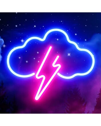 Cloud Lightning Storm Neon Sign for Whimsical and Fun Spaces