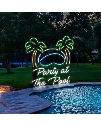 Party At The Pool Neon Sign for Fun and Social Spaces