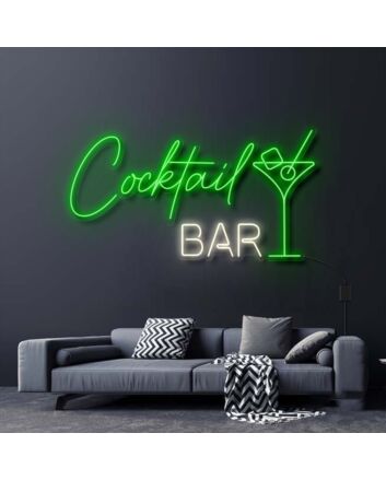 Cocktail Bar With Martini Drink Neon Sign for Bars and Social Spaces
