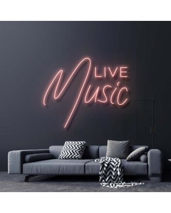 Live Music Neon Sign for Music Lovers and Social Spaces