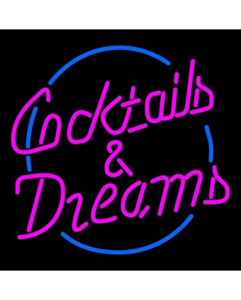 Neon Cocktails & Dreams Signs Pink And Blue Light for Bars and Social Spaces