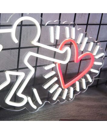 Radiant Glow Heart By Keith Haring Neon Sign for Artistic and Bold Spaces