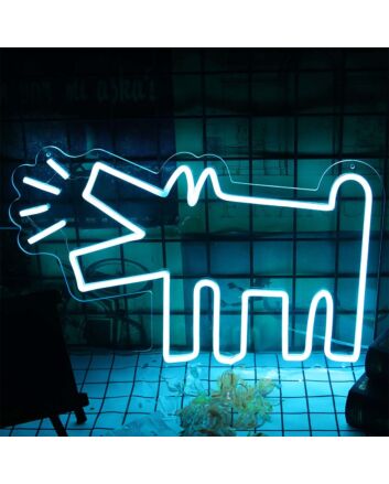 Keith Haring's Barking Dog Neon Sign for Artistic and Whimsical Spaces