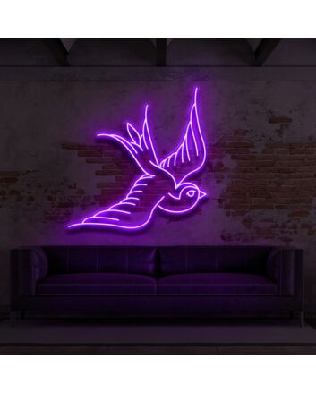 Swallow For Tattoo Studio Neon Sign for Edgy and Artistic Spaces